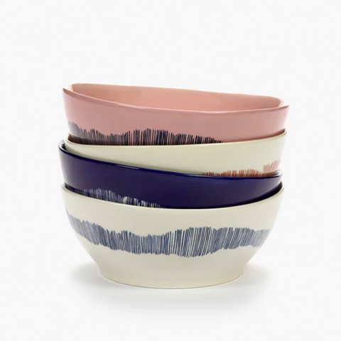 Bol Delicious pink stripes blue,  Ø16 - Serax