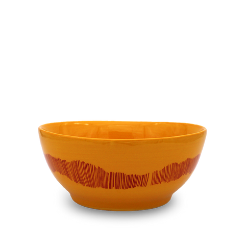 Bol Sunny yellow stripes red,  Ø16 - Serax