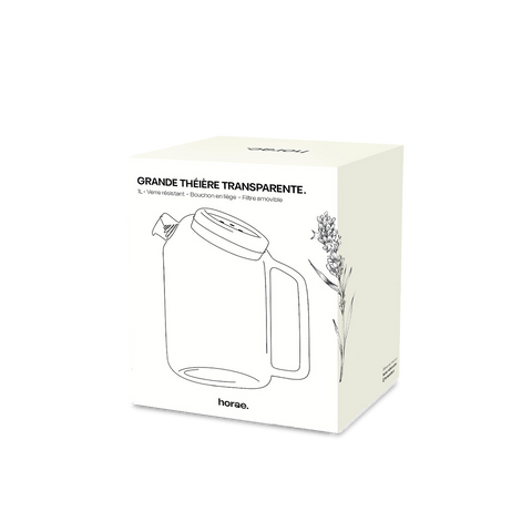 Grande théière en verre transparent 1L